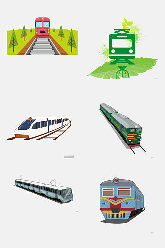 工笔卡通火车动车高铁图片免抠元素素材