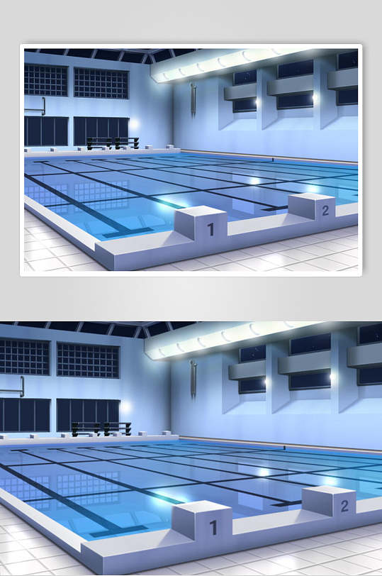 室内泳池日系动漫背景图片