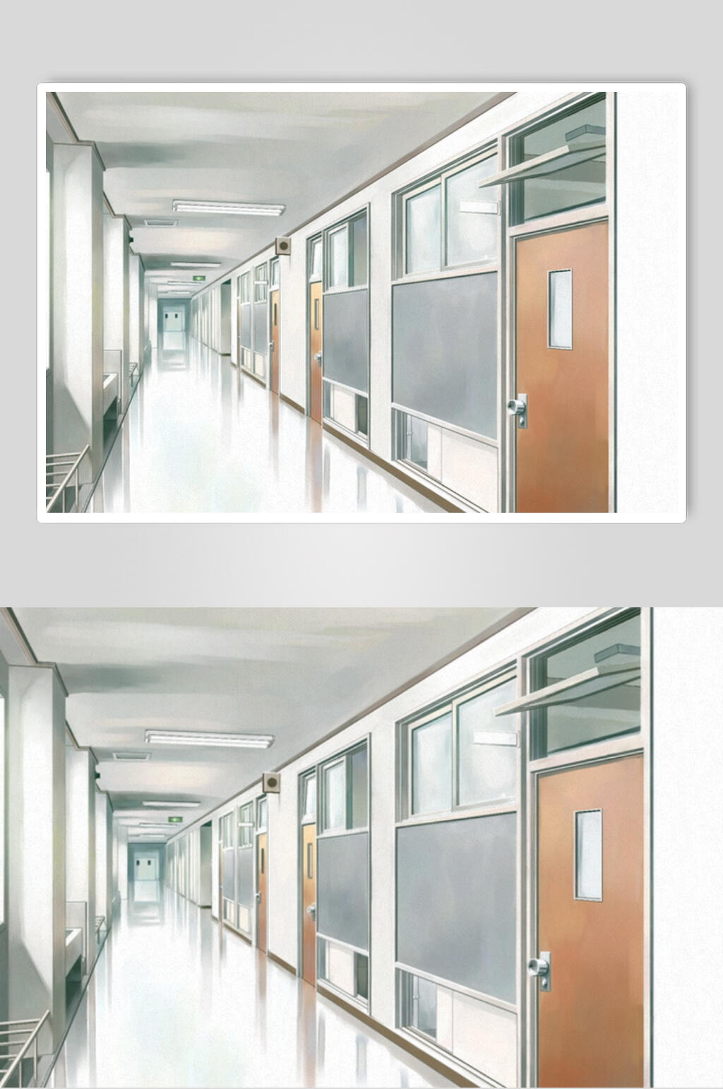 日系走廊和风漫画学校背景素材