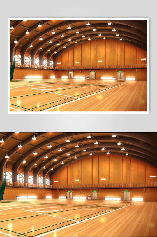 学校室内篮球场教室和风动画背景