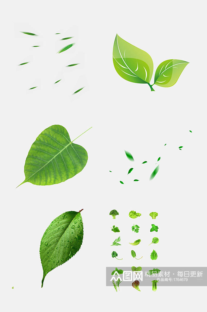 清新薄荷叶绿色叶子免抠元素素材素材
