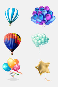 温馨热气球氢气球免抠元素素材