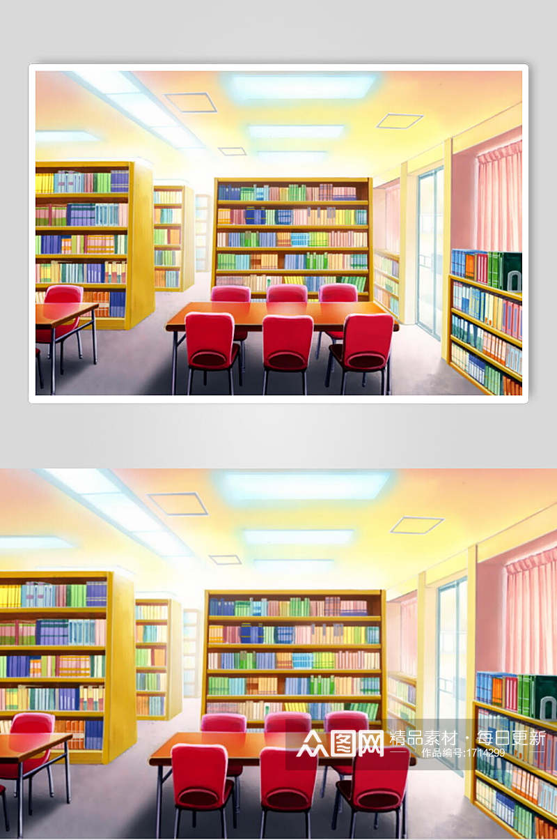 日本漫画学校图书馆教室背景素材