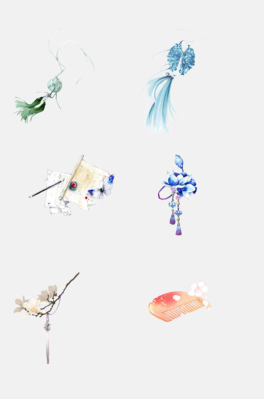 古风玉簪配饰元素素材