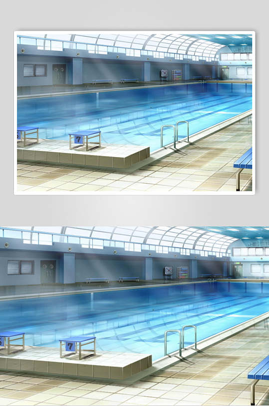 室内泳池精美日本动漫背景图