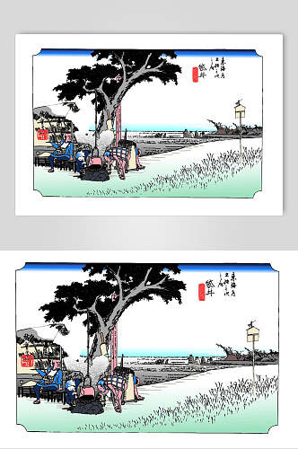 日本驿道日式浮世绘插画