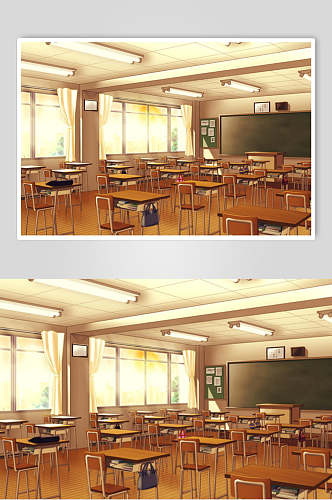 旧时光日系漫画学校教室操场背景图片