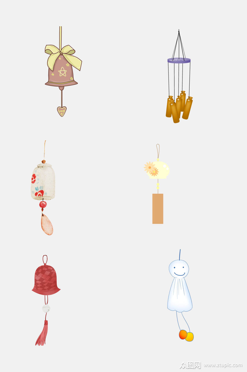 极简古风手绘风铃免抠设计元素素材