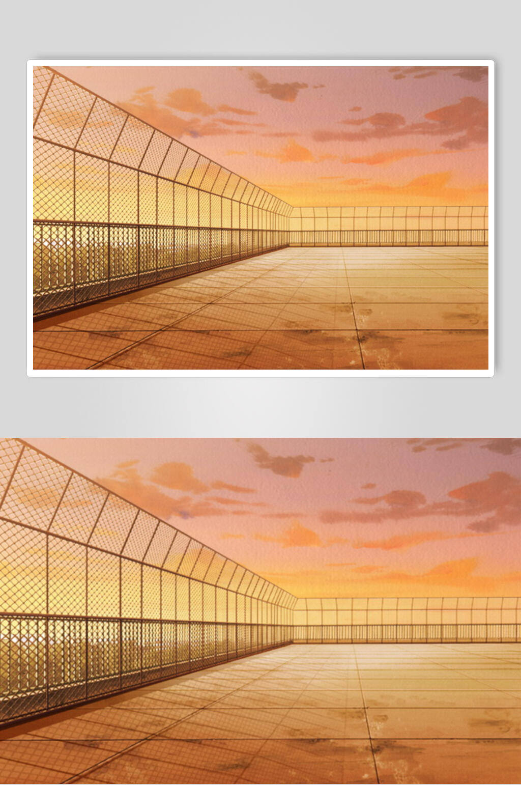 黄昏天台日系动漫背景图片