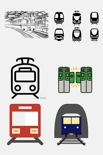 工笔卡通火车动车高铁图片免抠元素素材