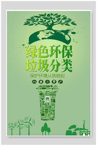 城市厨余垃圾分类绿色环保文明海报