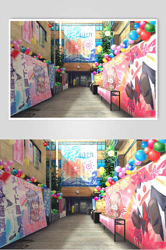 日本漫画校园祭学校走廊背景