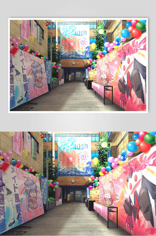 日本漫畫校園祭學(xué)校走廊背景