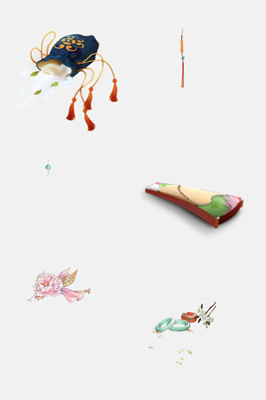 极简古风玉簪配饰元素素材