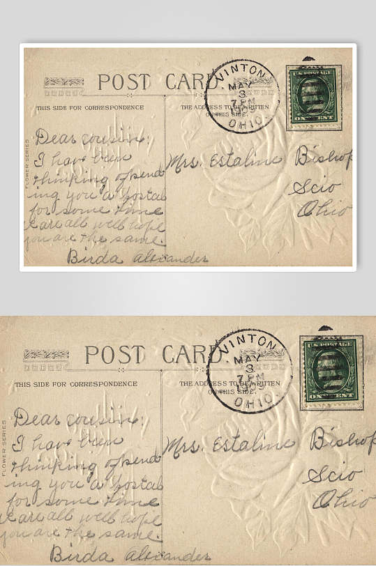 手写潦草笔记英文复古书信明信片摄影图片