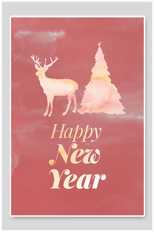 粉色浪漫麋鹿圣诞节宣传海报