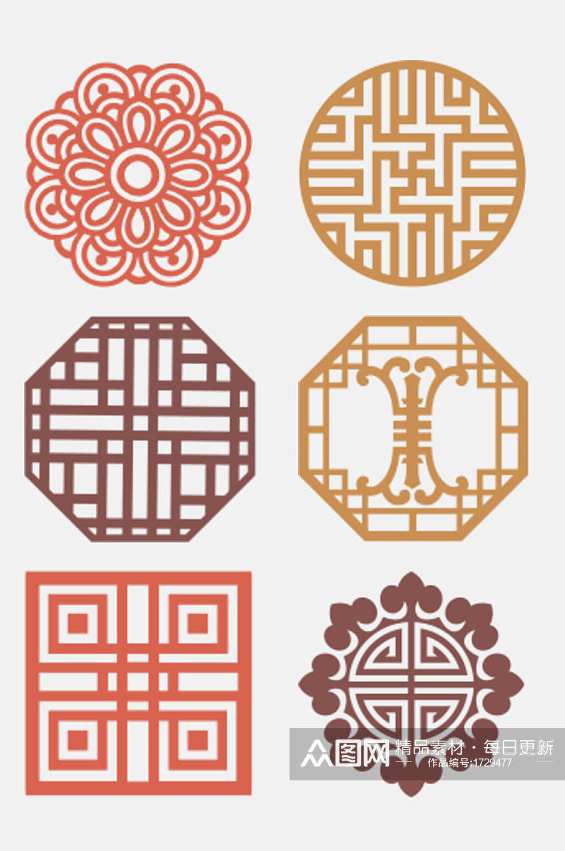 中式窗花图案花纹素材素材