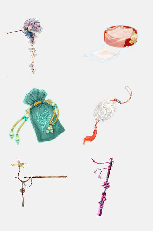 简洁古风玉簪配饰元素素材