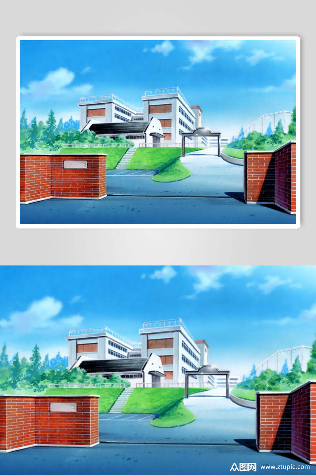 学校门口精美日本动漫背景图