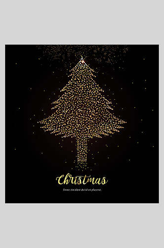 圣诞快乐树黑金英文海报设计