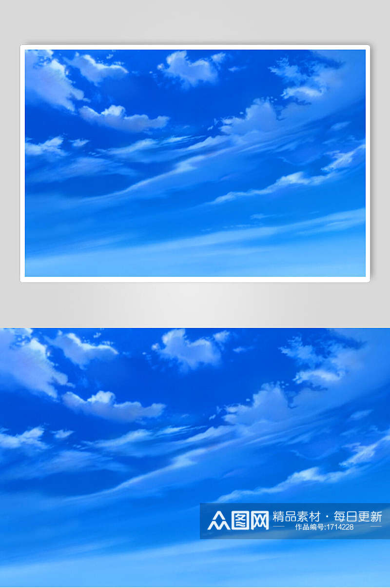 蓝天白云精美日本漫画背景图素材
