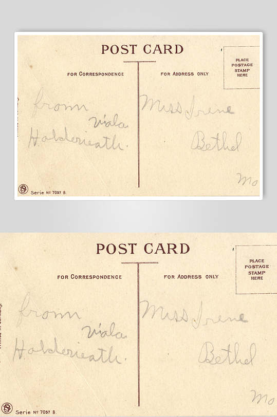 英文复古书信明信片图片