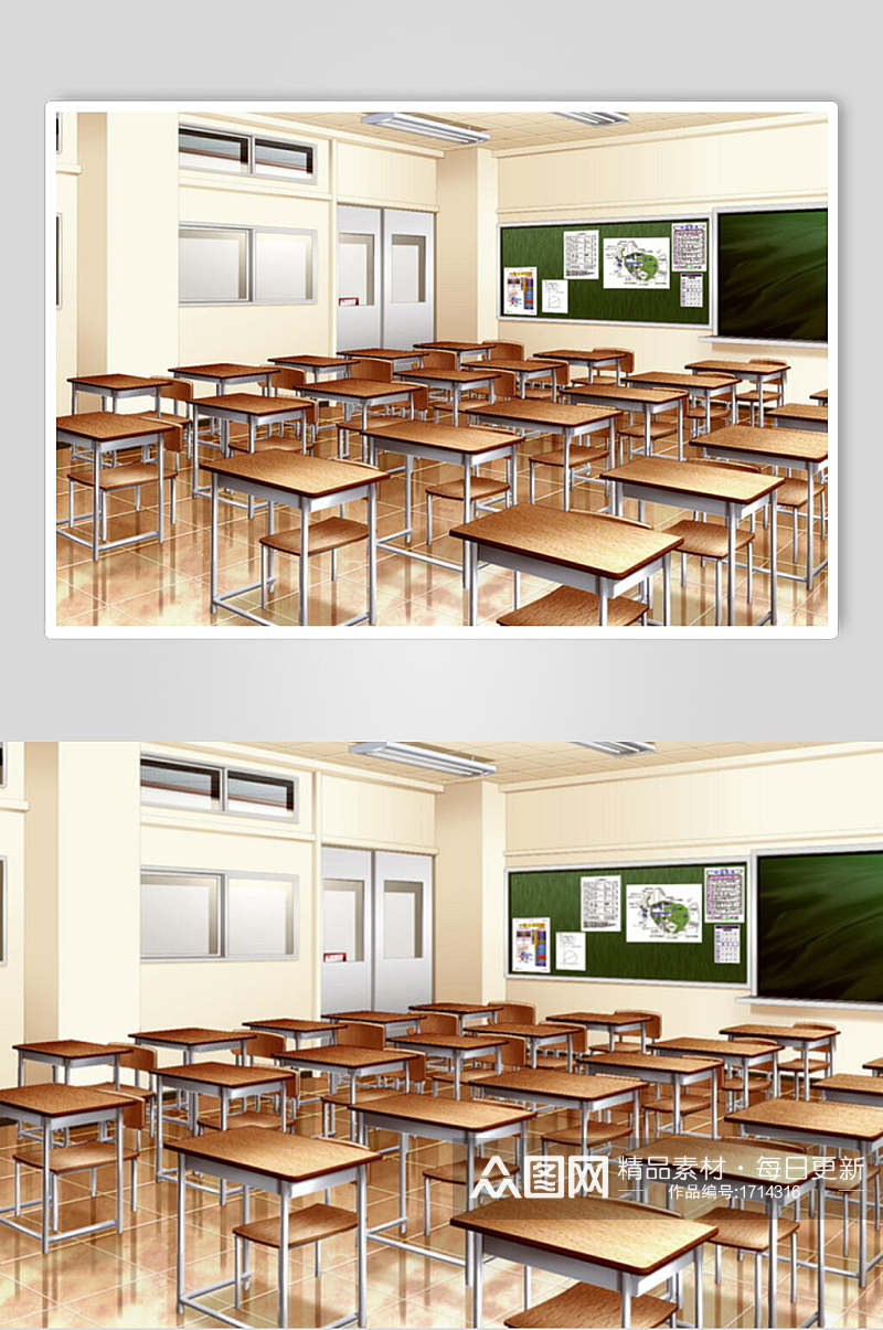 小清新学校教室和风动画背景素材