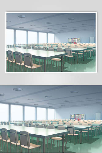 日系漫画学校教室操场饭堂背景图片