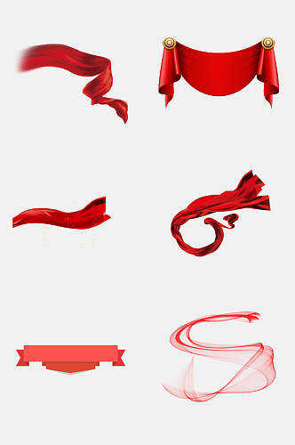 中国红色彩带绸带飘带元素素材