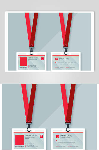 红带矩形卡工作证工作牌矢量素材