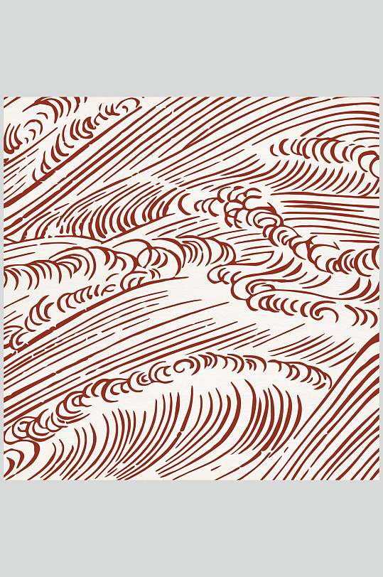 红色中式海浪底纹背景素材高清图片