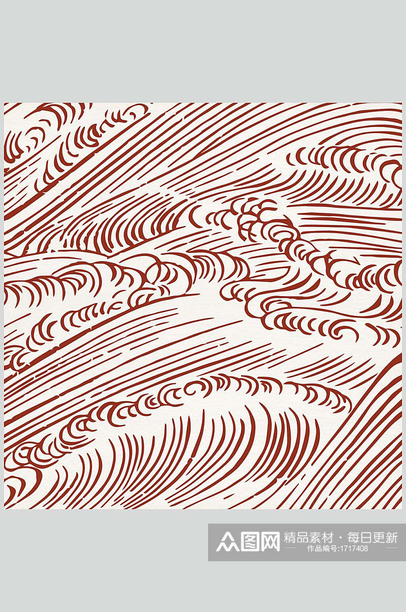 红色中式海浪底纹背景素材高清图片素材