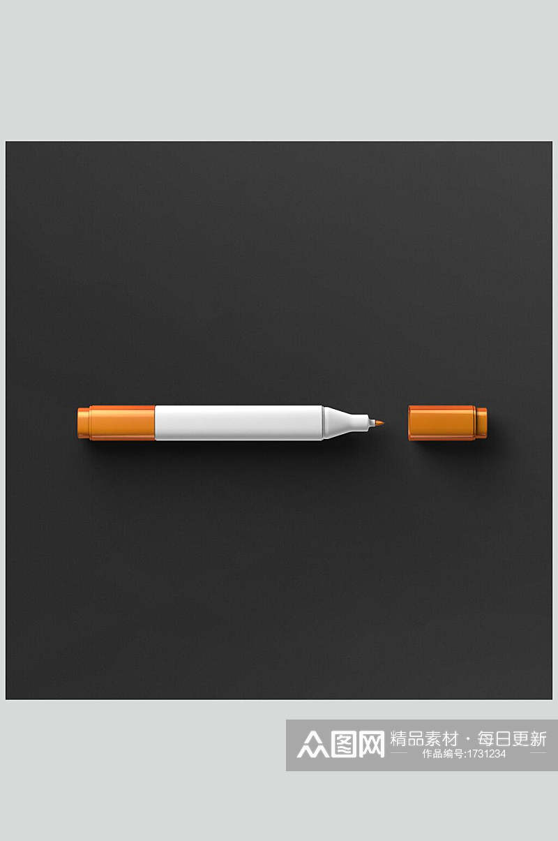 橘色水彩笔展示样机素材