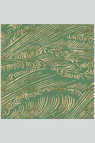 绿金中式海浪底纹背景素材高清图片