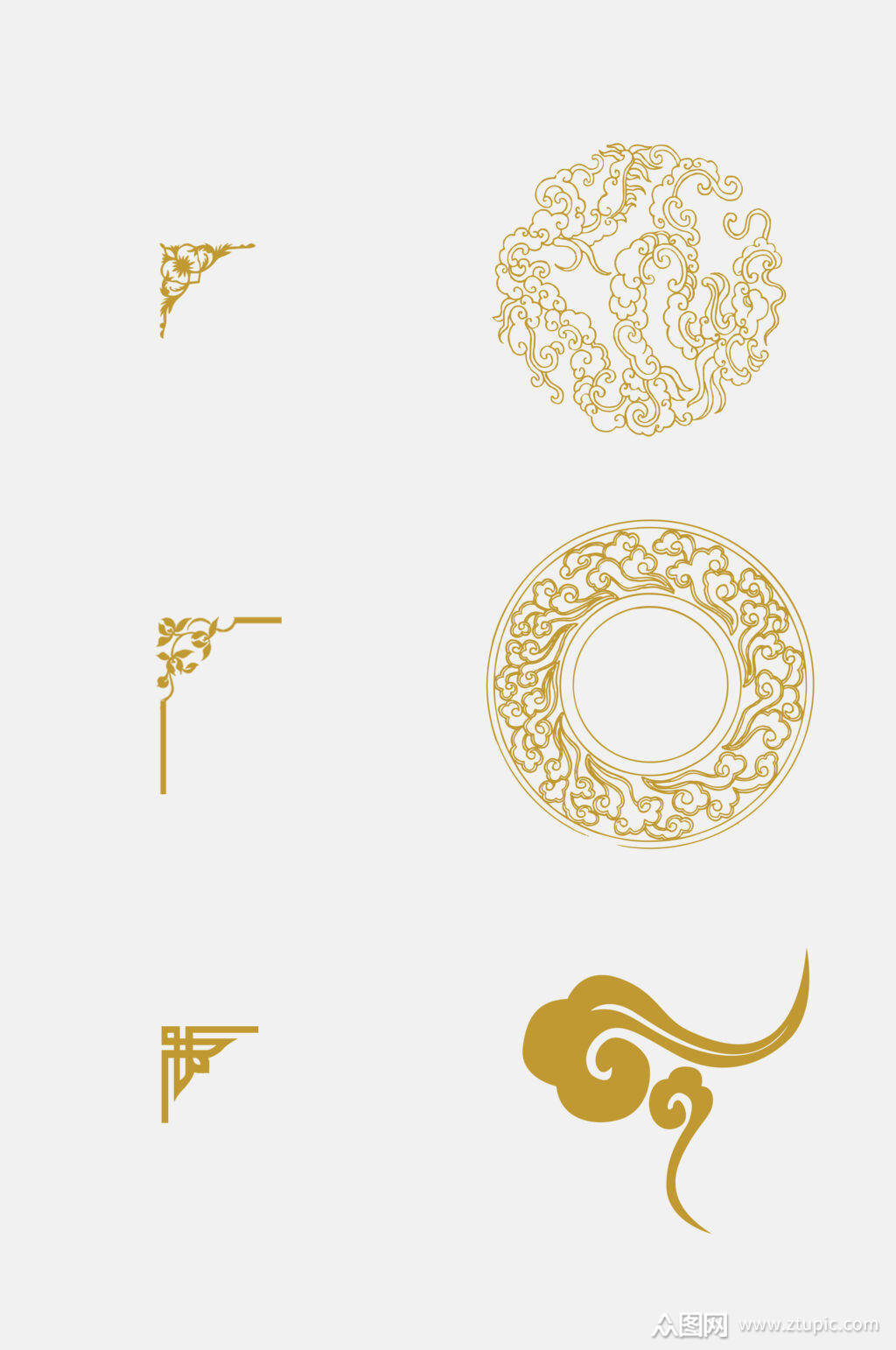 金图形金色祥云免抠素材