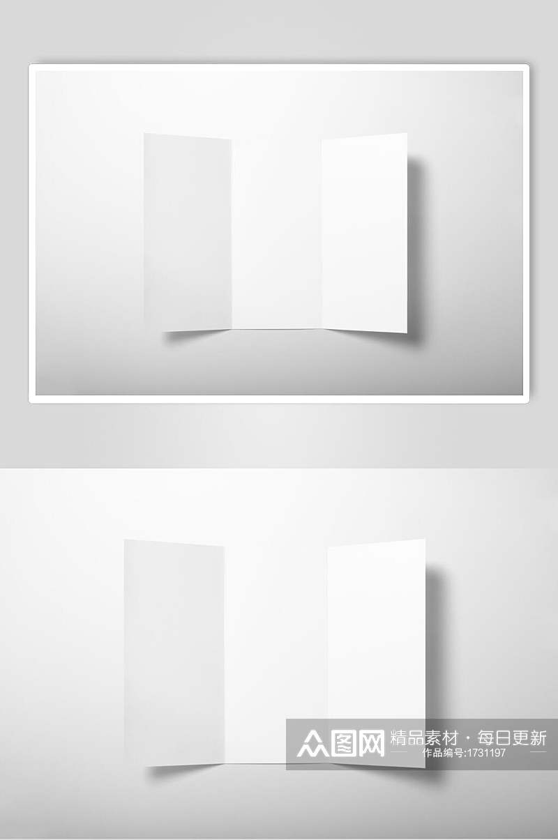 三折页文稿书页白底样机效果图素材