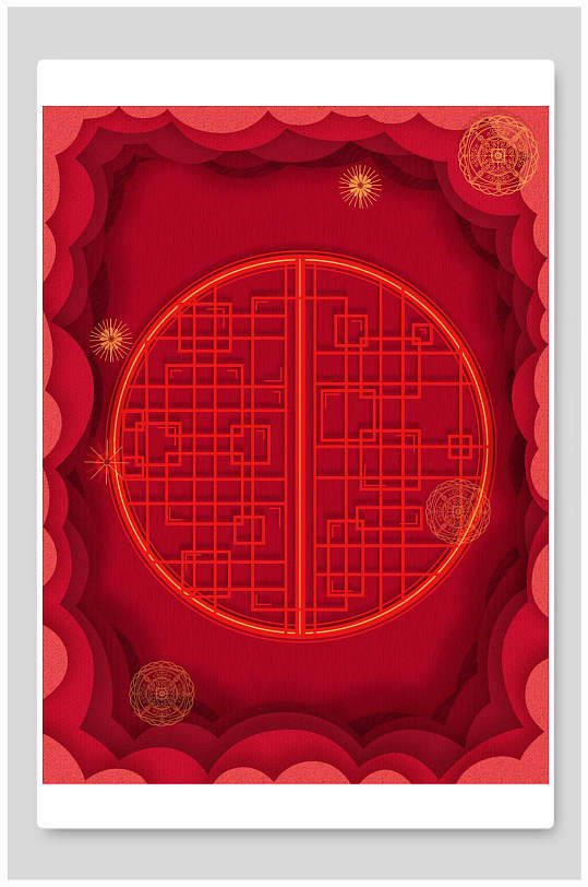 传统大红喜庆中式背景