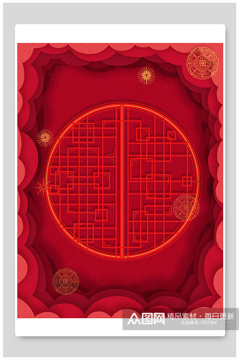 传统大红喜庆中式背景素材