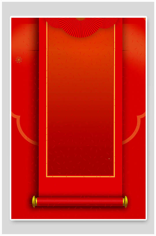 红色卷轴喜庆中式背景