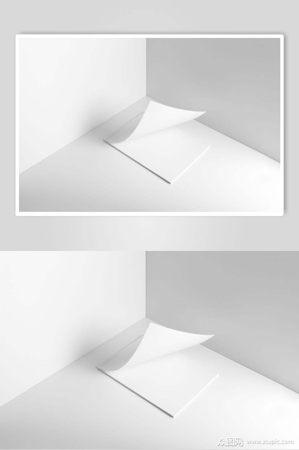 简洁文稿书页白底样机效果图素材