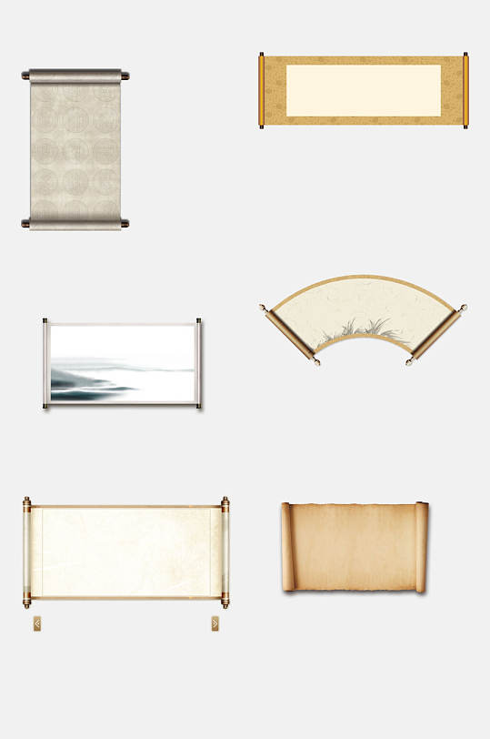 精致圣旨卷轴画轴素材