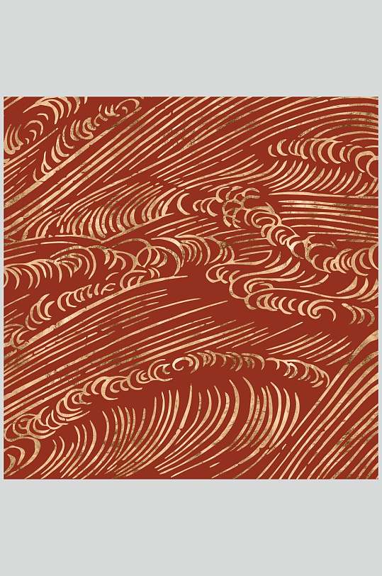红色中式海浪底纹背景素材图片