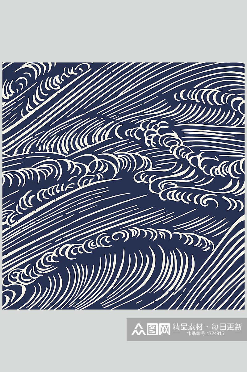 蓝色中式海浪底纹背景素材图片素材