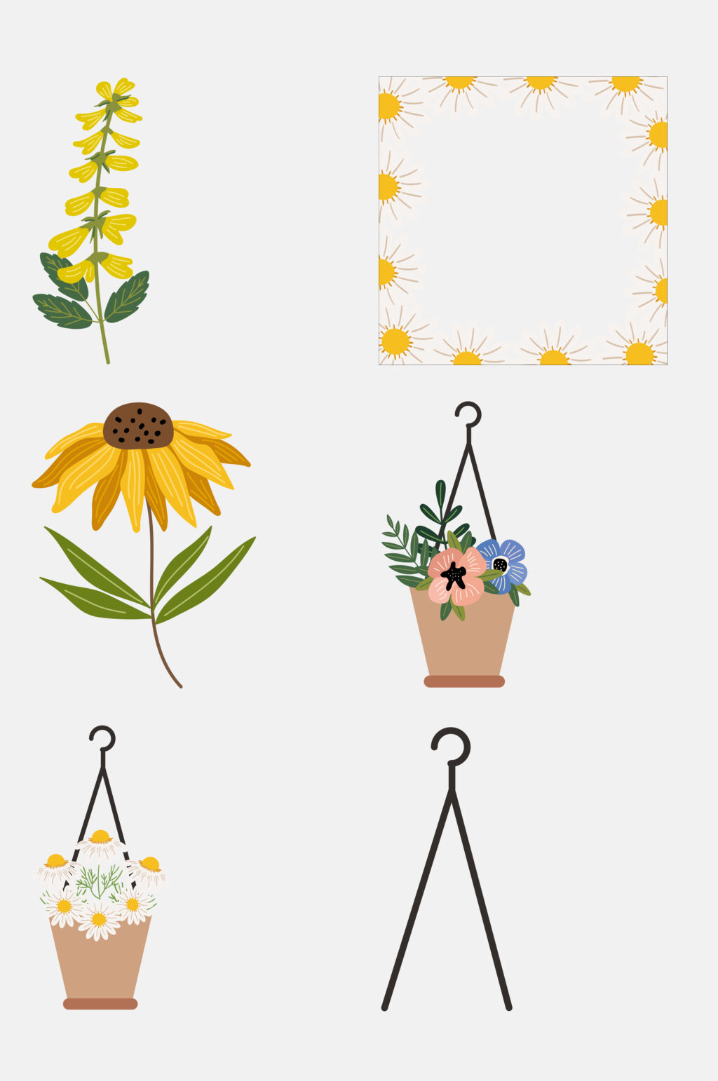 黄白花森系花朵免抠元素素材