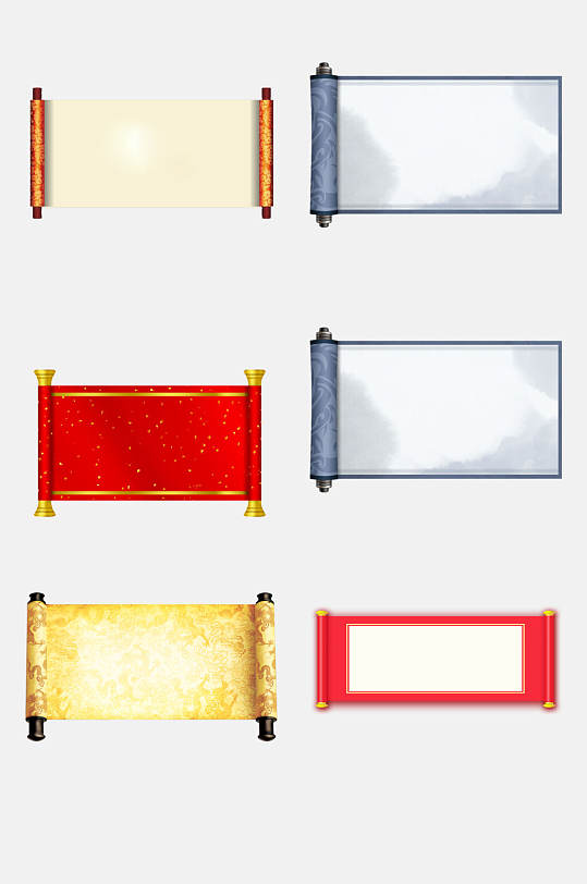 时尚精美圣旨卷轴画轴素材