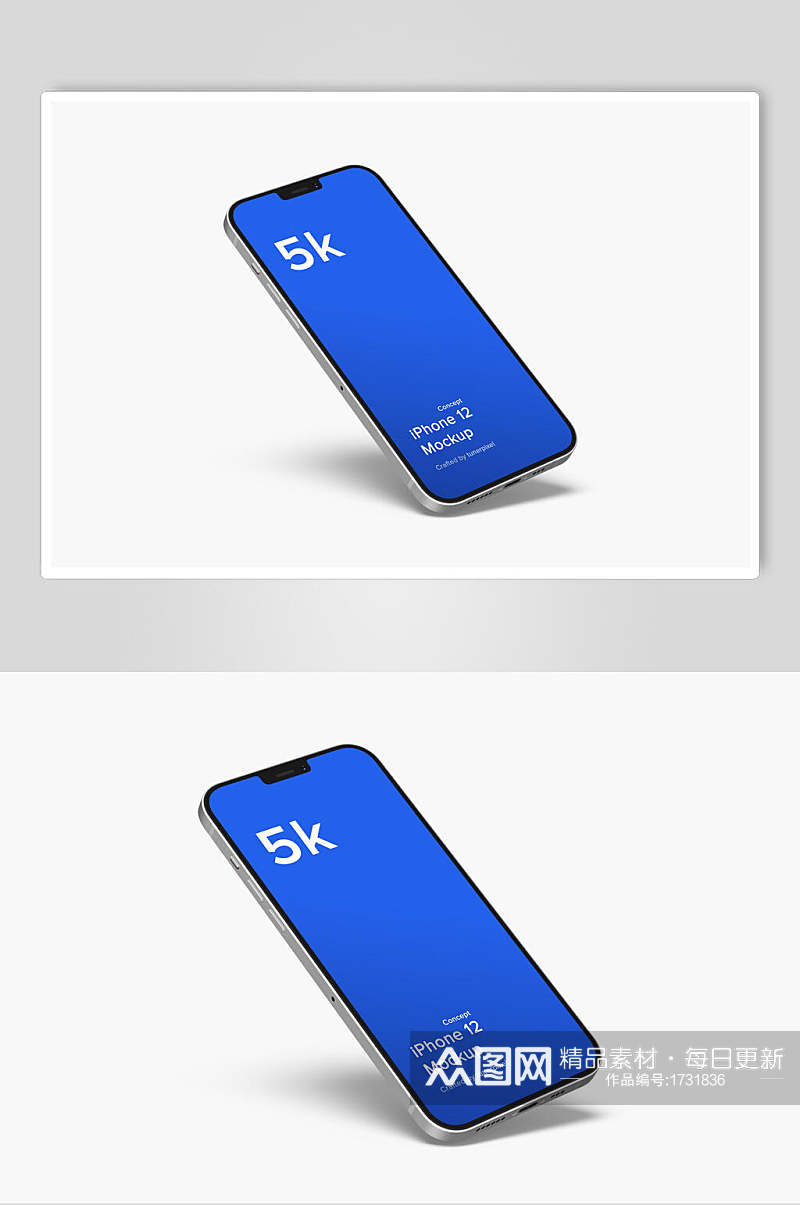湛蓝色苹果手机APP界面UI样机效果图素材