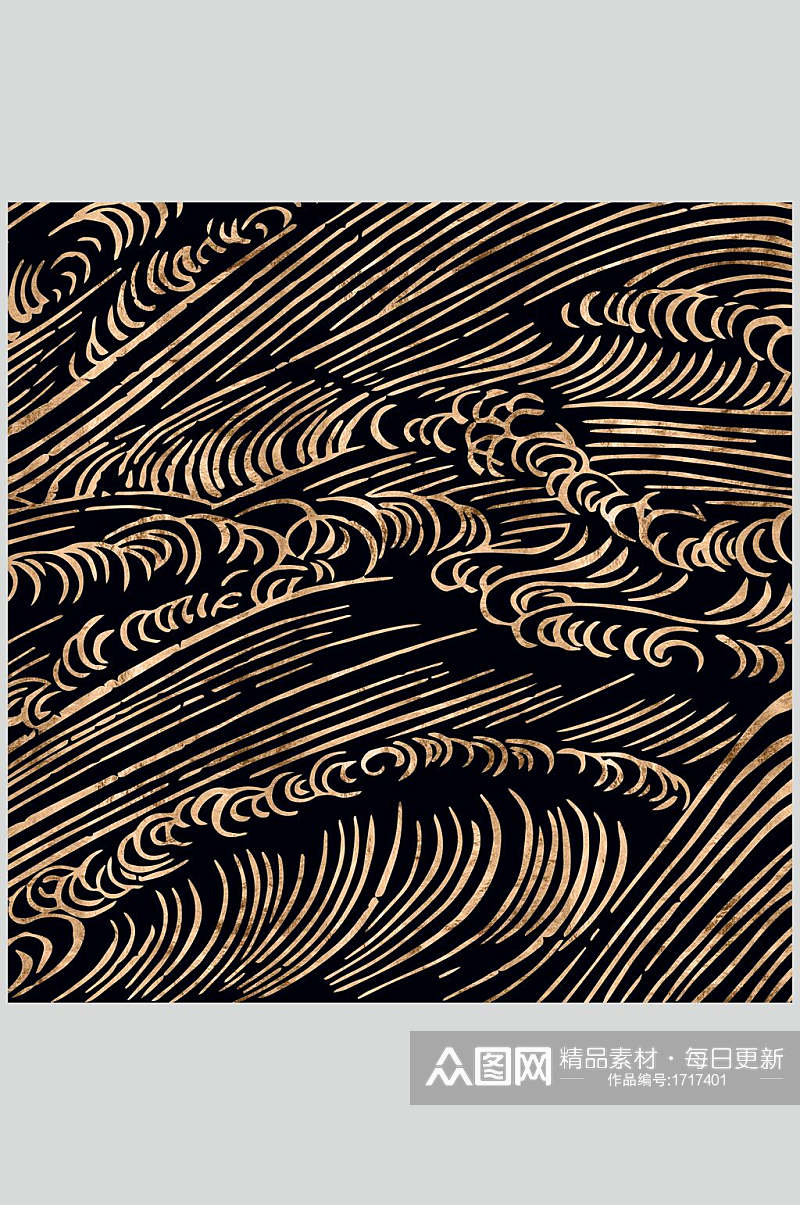 中式海浪底纹背景素材高清图片素材