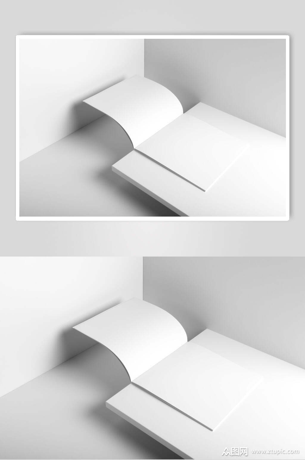 纯白文稿书页白底样机素材