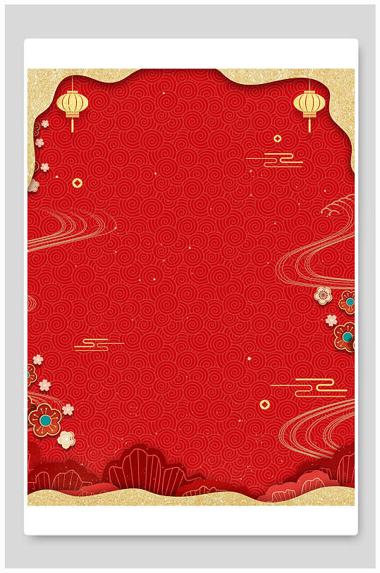大红传统喜庆中式背景