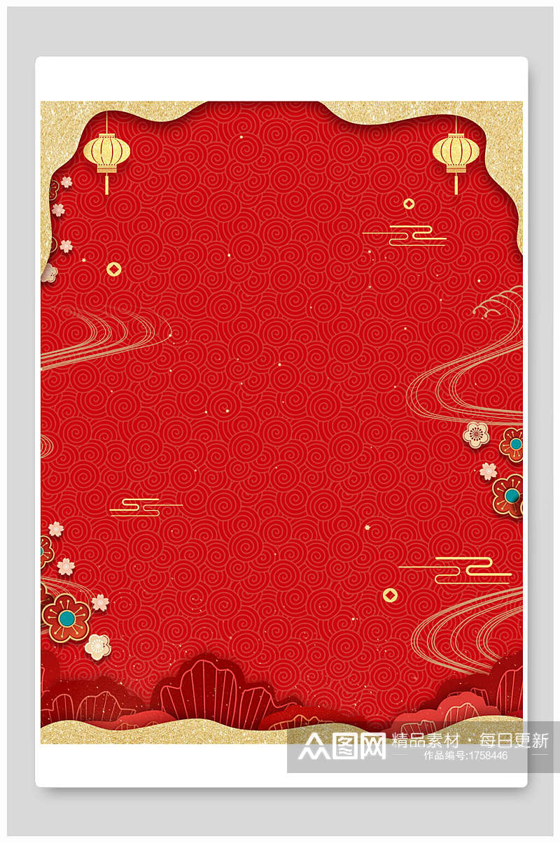 大红传统喜庆中式背景素材
